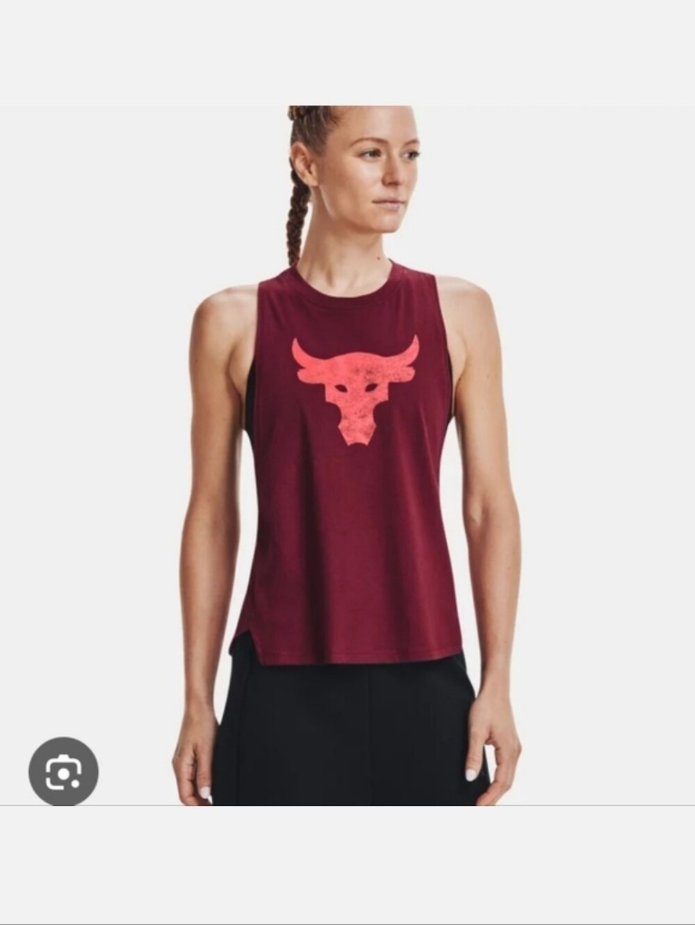 Under Armour Women’s Maroon Muscle Tank with Coral Bull Graphic